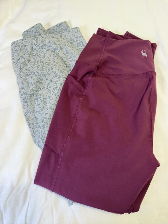 Spyder Pants - Spyder Active Lot 2 Women L Leggings Long Sleeve Athletic Workout Set Purple